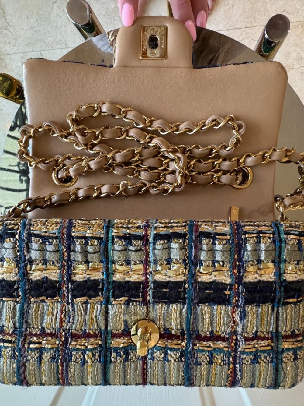 Chanel Tweed Quilted Mini Rectangular Flap - Egypt Collection - Picture 8 of 16